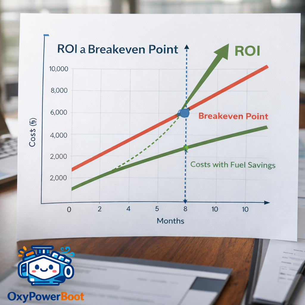 กราฟตัวอย่างการคำนวณ ROI และจุดคุ้มทุนจากการลดการใช้เชื้อเพลิง