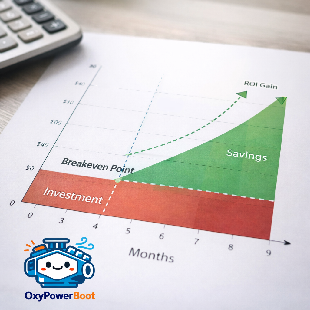กราฟตัวอย่างการคำนวณ ROI และจุดคุ้มทุนจากการลดการใช้เชื้อเพลิง